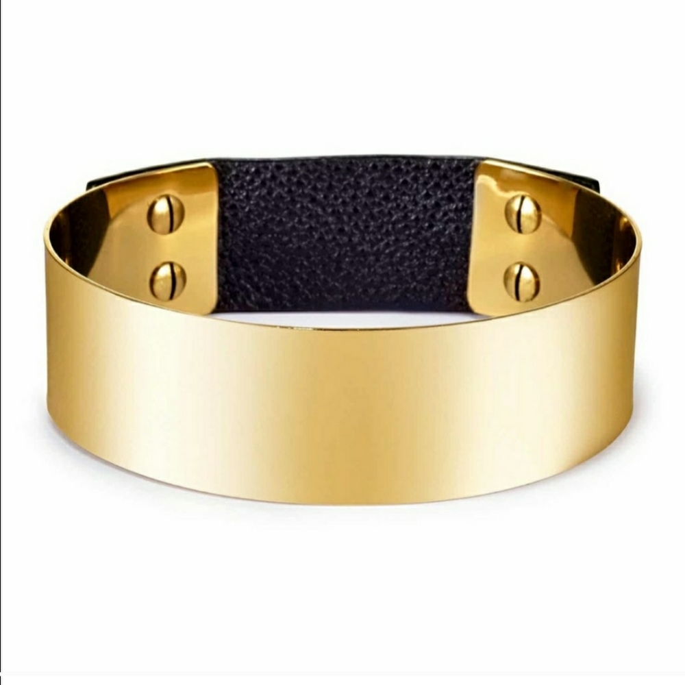 Jenny Bird Womans 14k Gold & Leather Choker NEW!!! - Picture 2 of 7